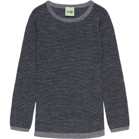 FUB Steel/Dark Navy Rib Bluse