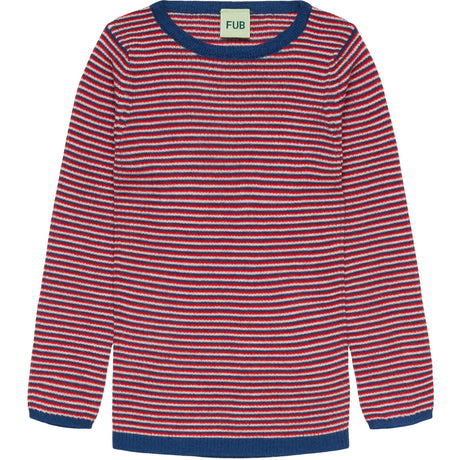 FUB Ecru/Classic Red/Deep Indigo Rib Bluse