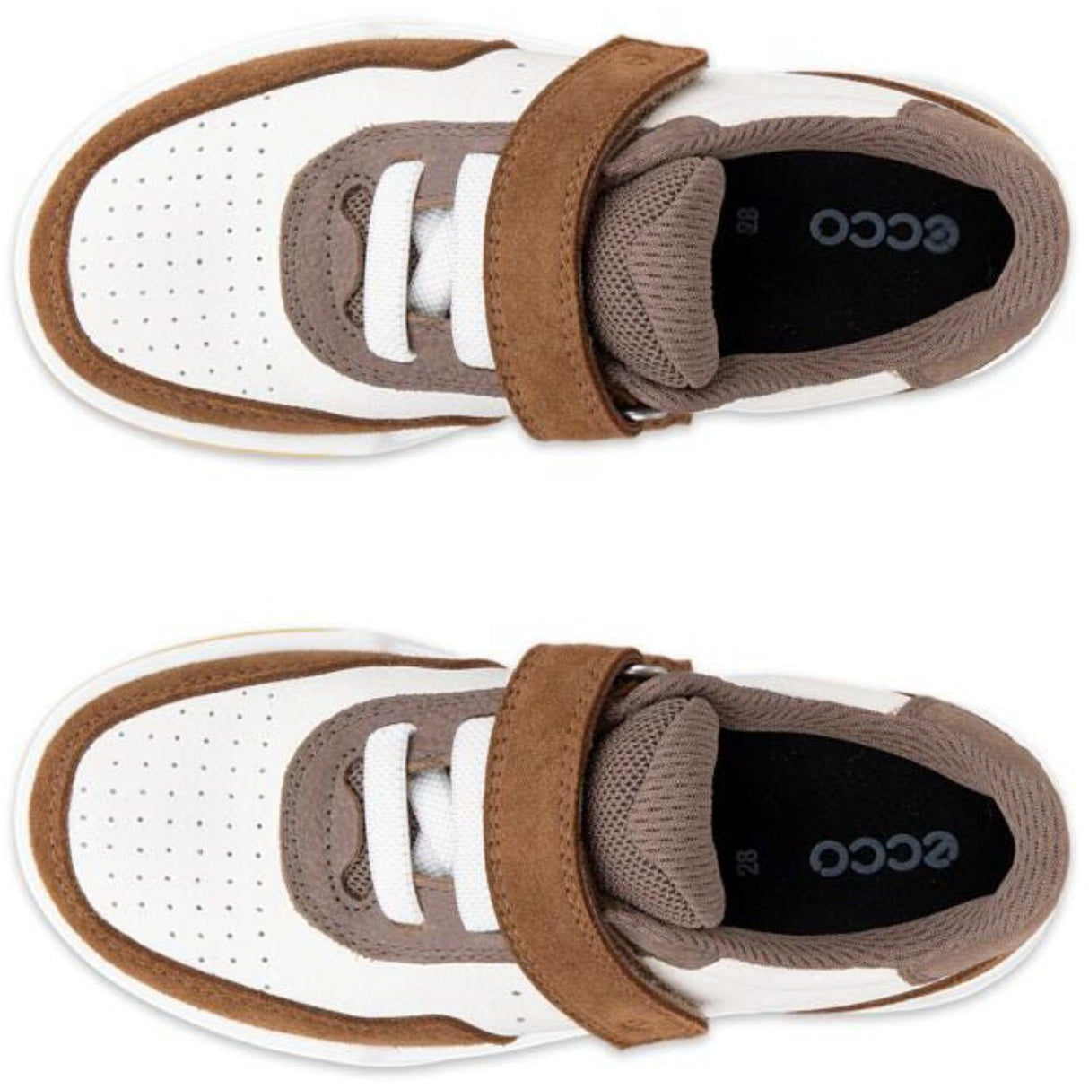 Ecco Camel/White/Marron Street Court K Læder