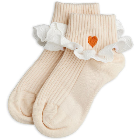 Mini Rodini Off-White Heart Lace 1-Pack Strømper