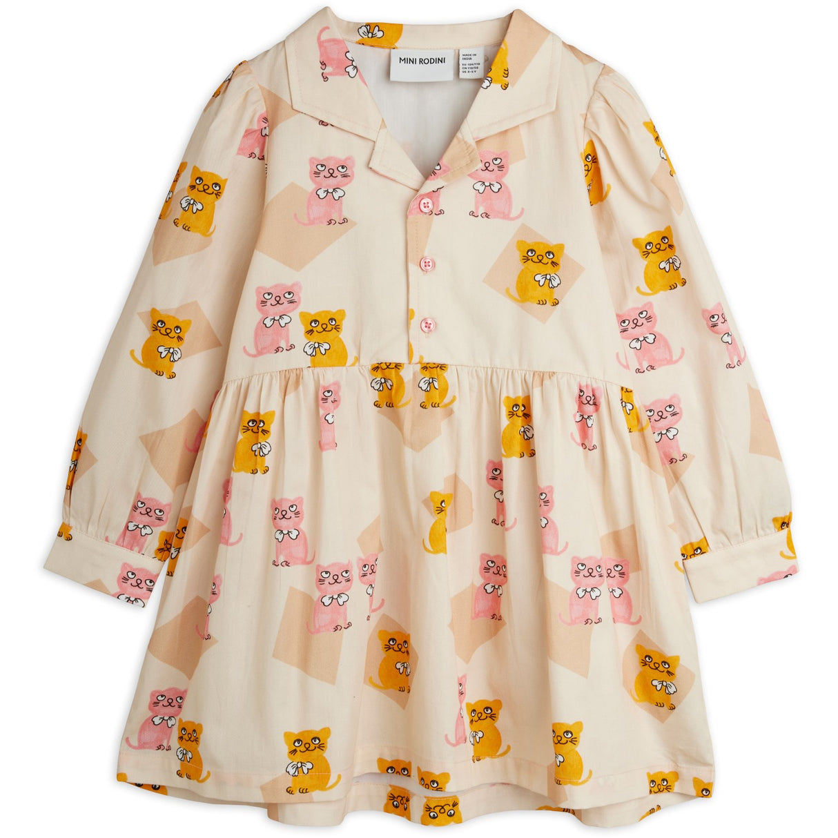 Mini Rodini Multi Kittens AOP Woven Ls Kjole