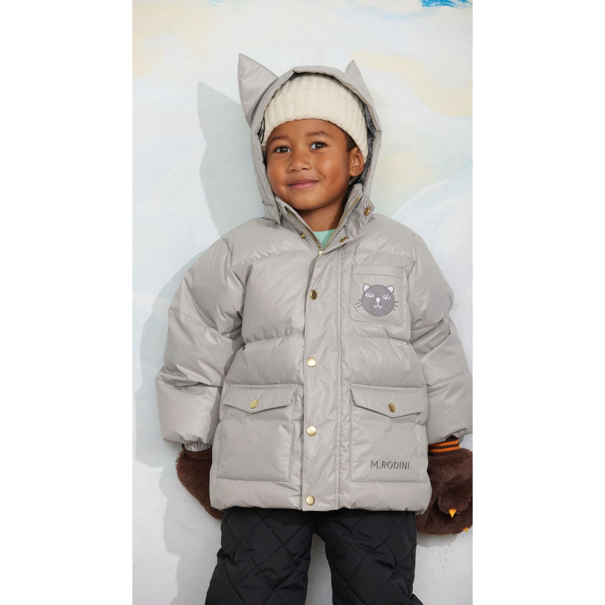 Mini Rodini Grey Kat Ears Heavy Puffer