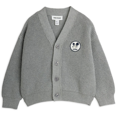 Mini Rodini Grey Melange Ritzratz Patch Strikket Cardigan