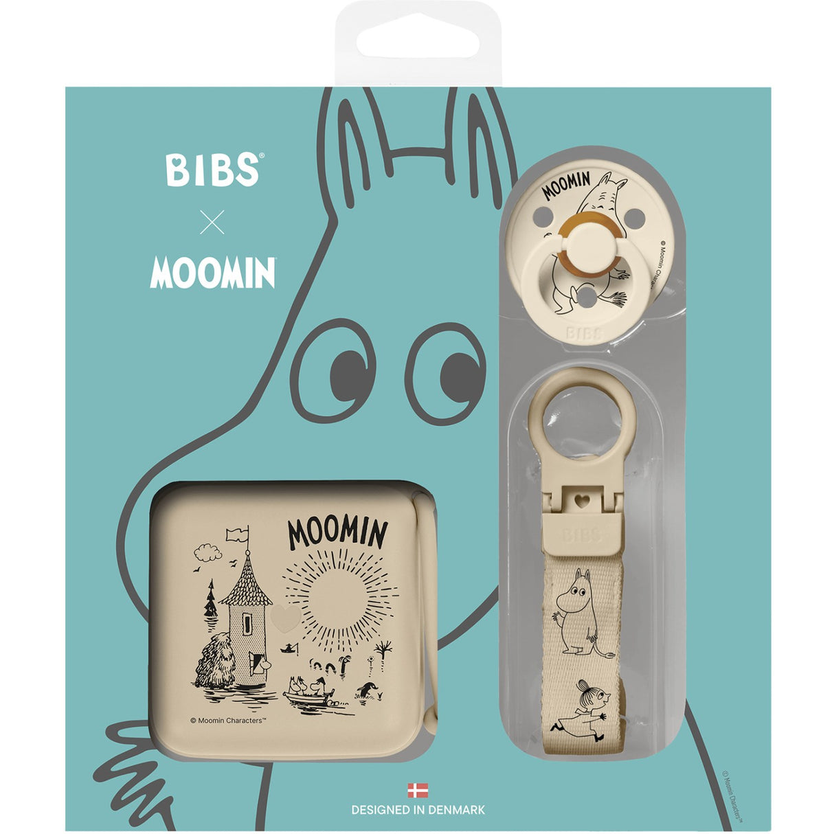 Bibs Vanilla Moomin Gave Sæt Soothe & Go Latex Size 2