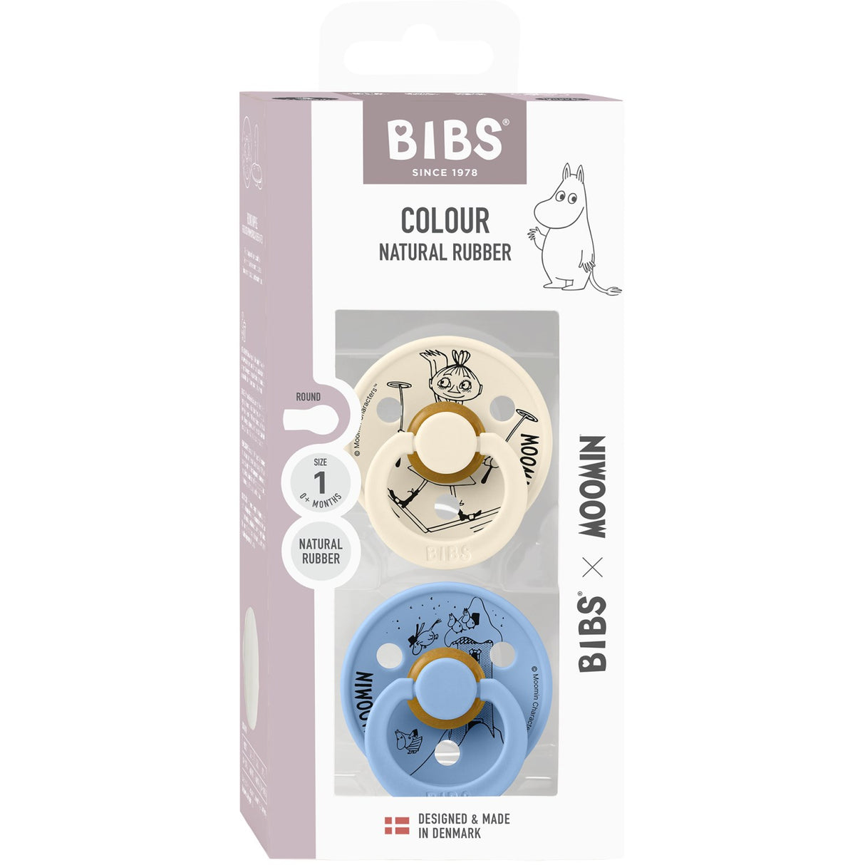 Bibs Ivory / Sky Blue X Moomins Sut Colour Mymble 2-Pak Latex