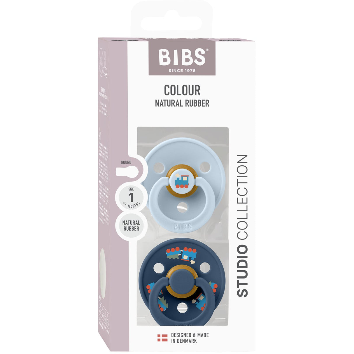 Bibs Baby Blue / Steel Blue Sut Colour Holiday Train 2-Pak Latex