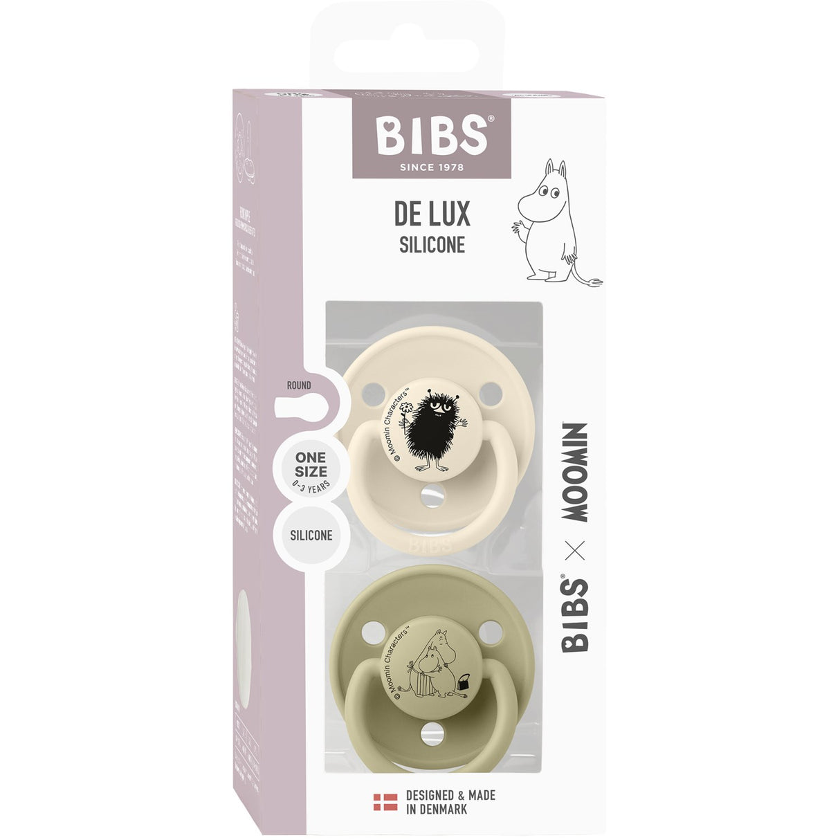 Bibs Ivory / Khaki X Moomins Sut De Lux Stinky 2-Pak Silikone