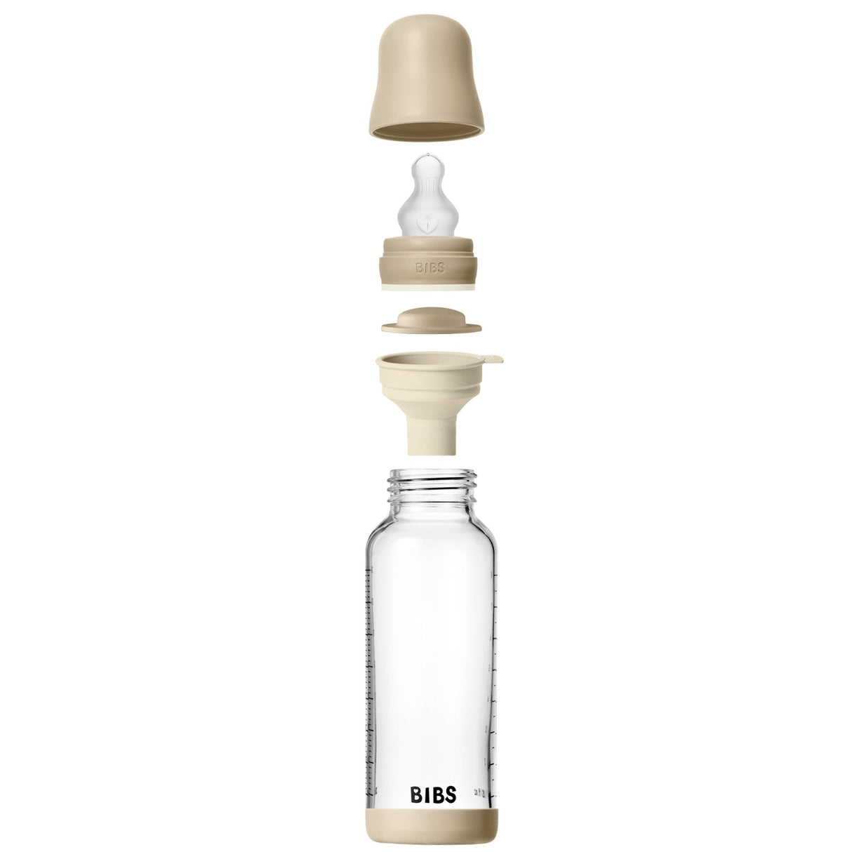 Bibs Vanilla GLOW Glass Baby Flaske Round Silikone 1-Pack 240 Ml Medium Flow