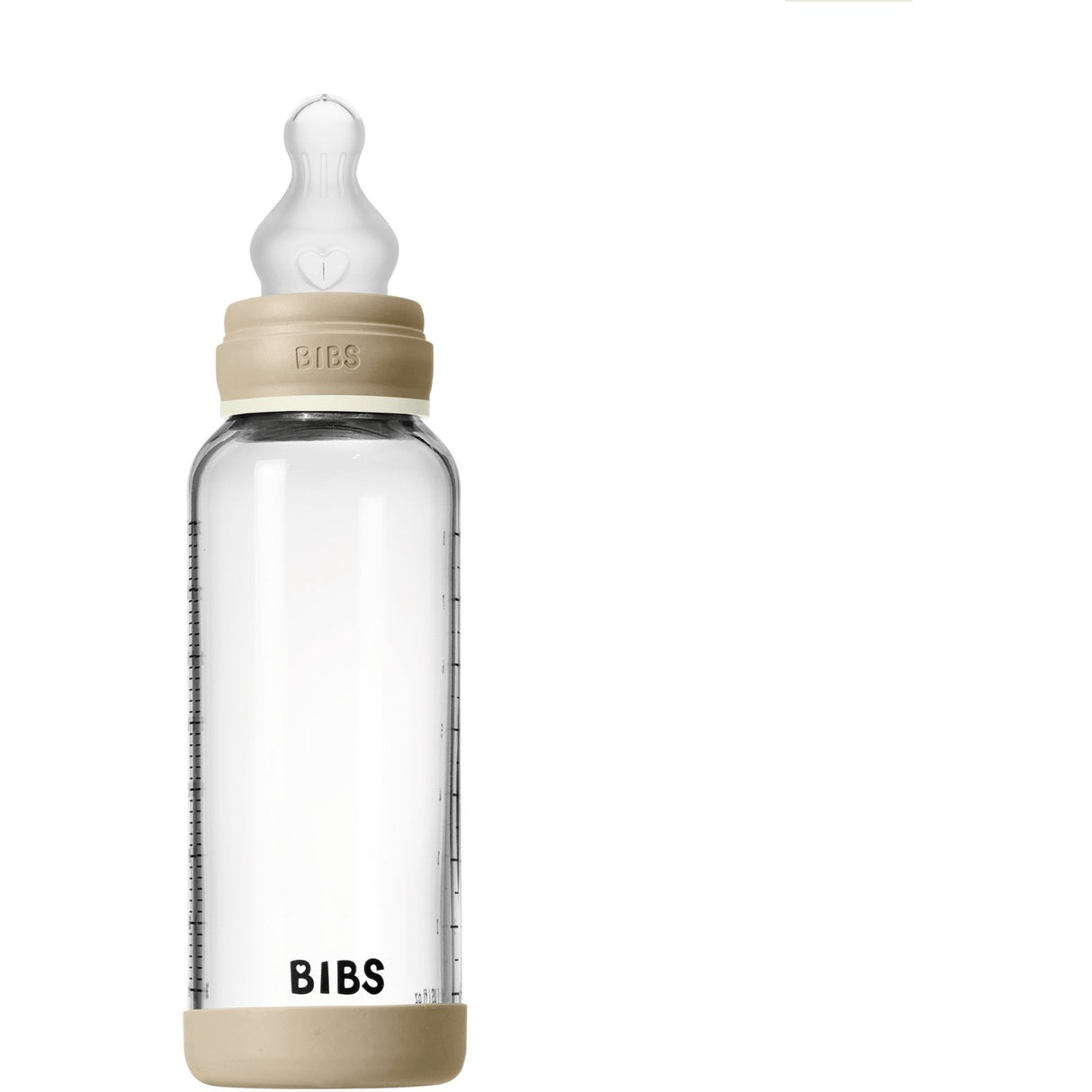 Bibs Vanilla GLOW Glass Baby Flaske Round Silikone 1-Pack 240 Ml Medium Flow
