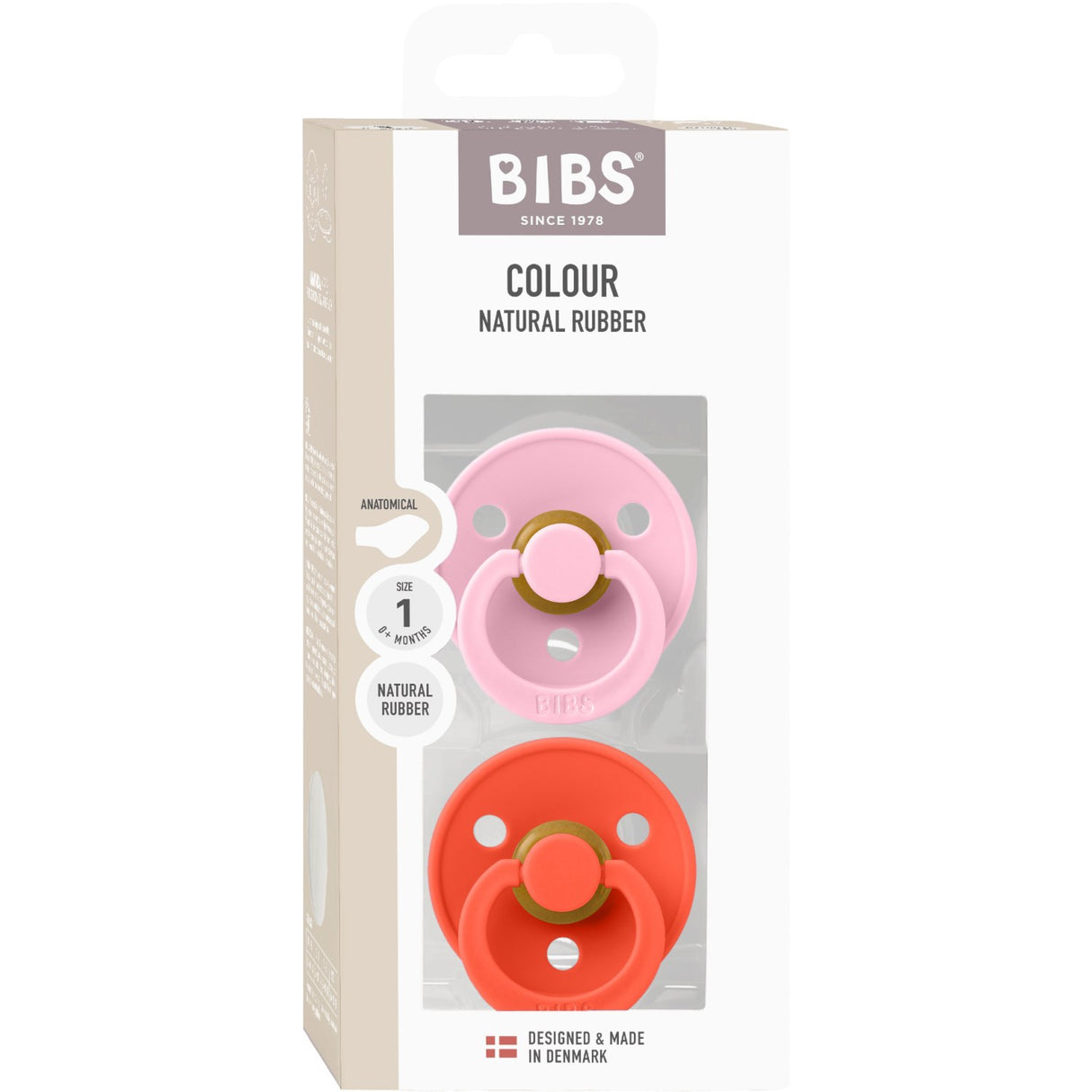 Bibs Baby Pink / Tango Sut Colour 2-Pak Anatomical Latex