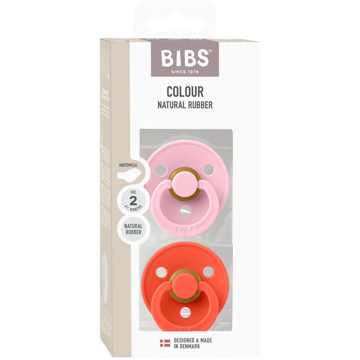 Bibs Baby Pink / Tango Sut Colour 2-Pak Anatomical Latex