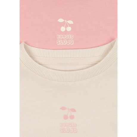 Konges Sløjd Pink Dolphin/Antique White 2 Pak Lin Ls Tee Gots