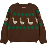 TinyCottons Cacao Green Geese Sweater