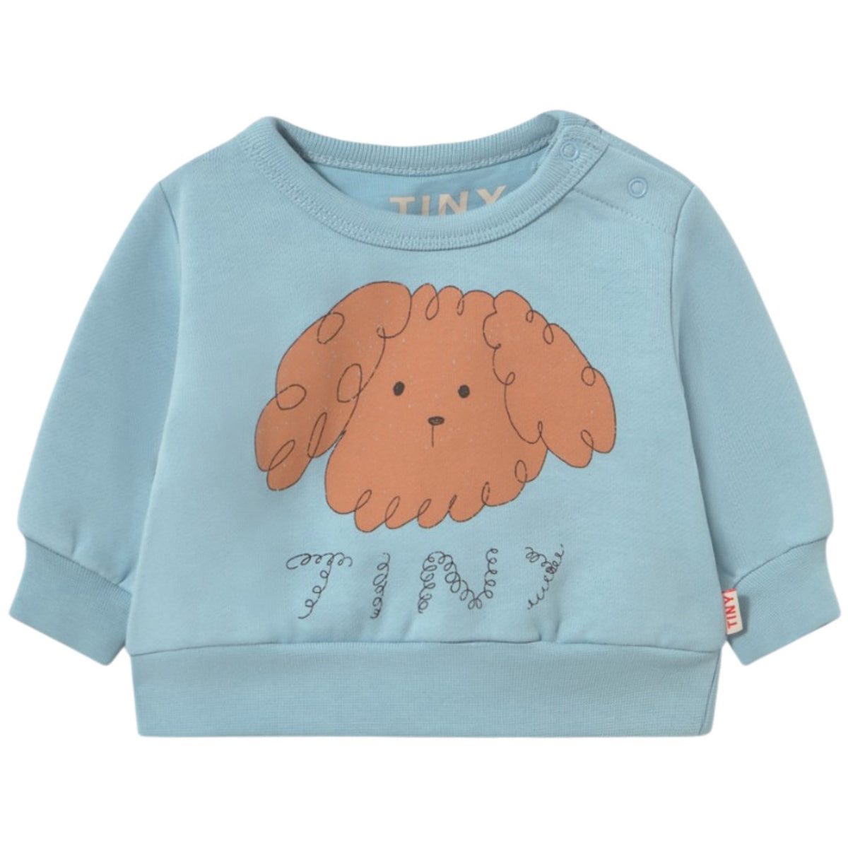 TinyCottons Denim Blue Curly Dog Graphic Baby Sweatshirt