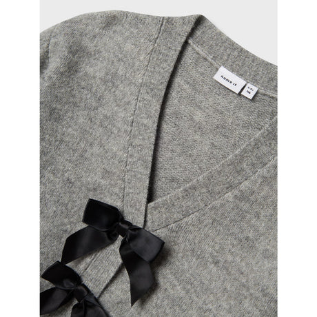 Name It Grey Melange Black Bow Nkfrina Ls Strik Card Noos
