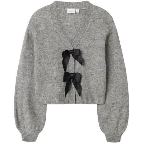 Name It Grey Melange Black Bow Nkfrina Ls Strik Card Noos