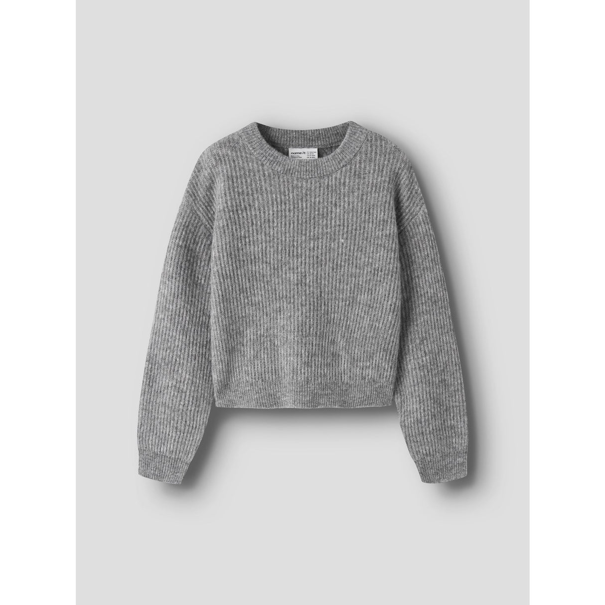 Name It Grey Melange Nkfholly Ls Boxy Kort Strik Noos