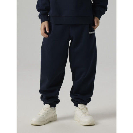 Name It Dark Sapphire Bright White Print Nkmrio Rlx Sweat Bukser Bru Noos