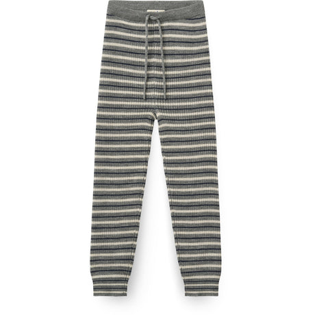 COPENHAGEN COLORS Grey Stripe Merino Classic Rib Leggings Med Drawstrings
