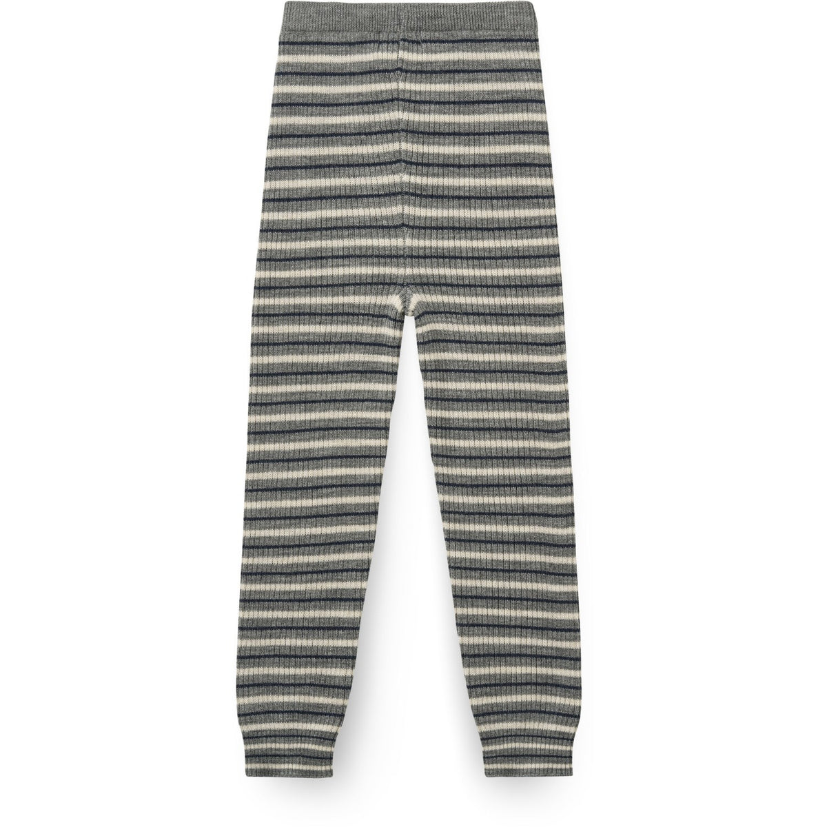 COPENHAGEN COLORS Grey Stripe Merino Classic Rib Leggings Med Drawstrings