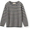 COPENHAGEN COLORS Grey Stripe Merino Classic Rib Bluse