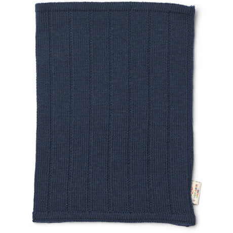 COPENHAGEN COLORS Navy Rib Strikket Tube Tørklæde I Merino Uld