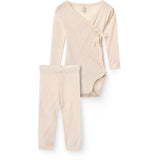 COPENHAGEN COLORS Cream 2-Pak Lt. Strikket Pointelle Cross-Over Body M/ Picot Edge + Pointelle Leggings W Picot Edge
