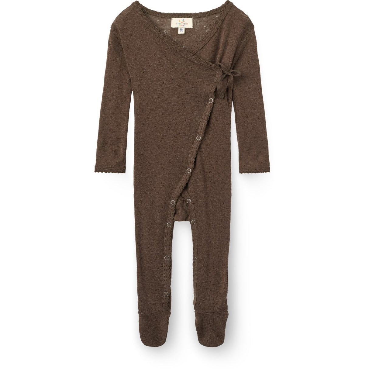 COPENHAGEN COLORS Dk. Brown Lt. Strikket Pointelle Cross-Over Full Body