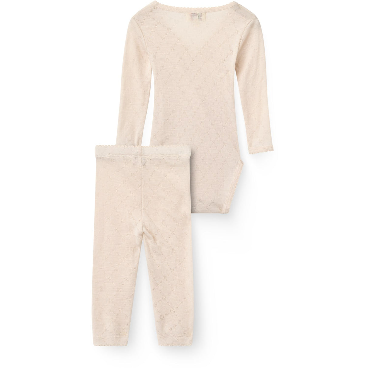 COPENHAGEN COLORS Cream 2-Pak Lt. Strikket Pointelle Cross-Over Body M/ Picot Edge + Pointelle Leggings W Picot Edge