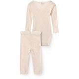 COPENHAGEN COLORS Cream 2-Pak Lt. Strikket Pointelle Cross-Over Body M/ Picot Edge + Pointelle Leggings W Picot Edge