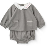 COPENHAGEN COLORS Grey Check Comb. Checkered Emb. Baby Sæt M/ Bluse Og Bloomers
