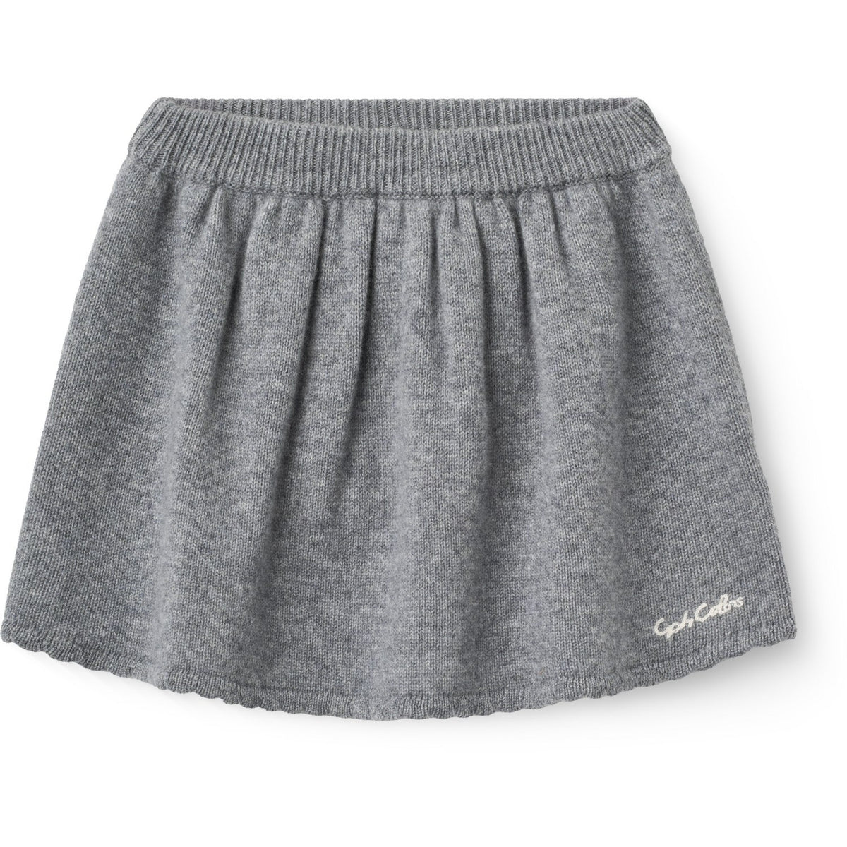 COPENHAGEN COLORS Grey Mel. Cashmere Nederdel M/ Emb.