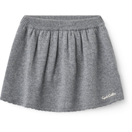 COPENHAGEN COLORS Grey Mel. Cashmere Nederdel M/ Emb.