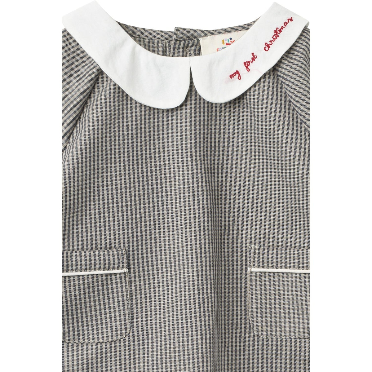 COPENHAGEN COLORS Grey Check Comb. Checkered Emb. Baby Sæt M/ Bluse Og Bloomers