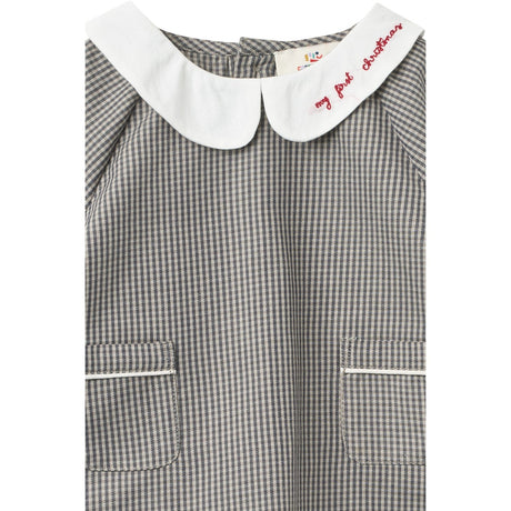 COPENHAGEN COLORS Grey Check Comb. Checkered Emb. Baby Sæt M/ Bluse Og Bloomers