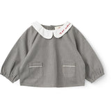 COPENHAGEN COLORS Grey Check Comb. Checkered Emb. Baby Sæt M/ Bluse Og Bloomers