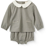 COPENHAGEN COLORS Brown/Sky Check Comb. Checkered Baby Sæt M/ Bluse & Bloomers