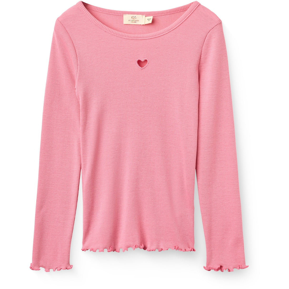 COPENHAGEN COLORS Blossom Pink Modal Rib Ls Tee M/ Heart Hole Pattern