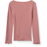 COPENHAGEN COLORS Winter Rose Modal Rib Ls Tee M/ Heart Hole Pattern