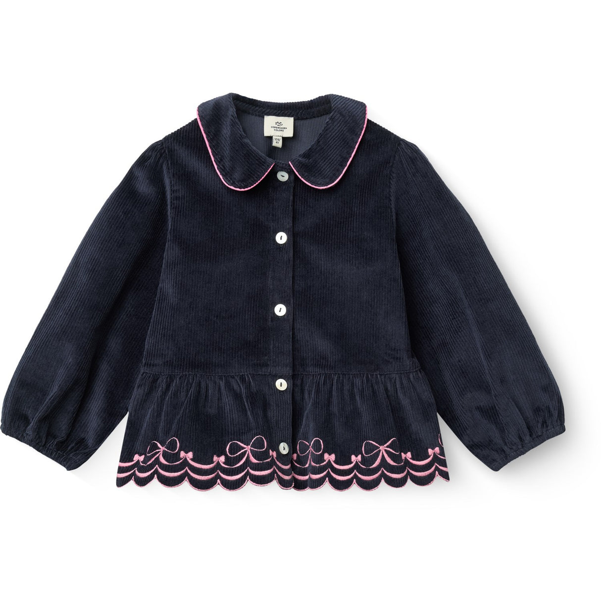 COPENHAGEN COLORS Navy Corduroy Bluse M/ Emb.