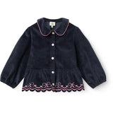 COPENHAGEN COLORS Navy Corduroy Bluse M/ Emb.