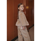COPENHAGEN COLORS Beige Corduroy Pant M/ Wide Leg & Emb. On Backside Lomme