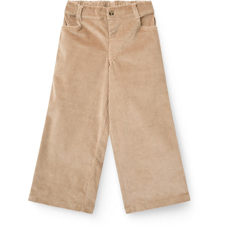 COPENHAGEN COLORS Beige Corduroy Pant M/ Wide Leg & Emb. On Backside Lomme