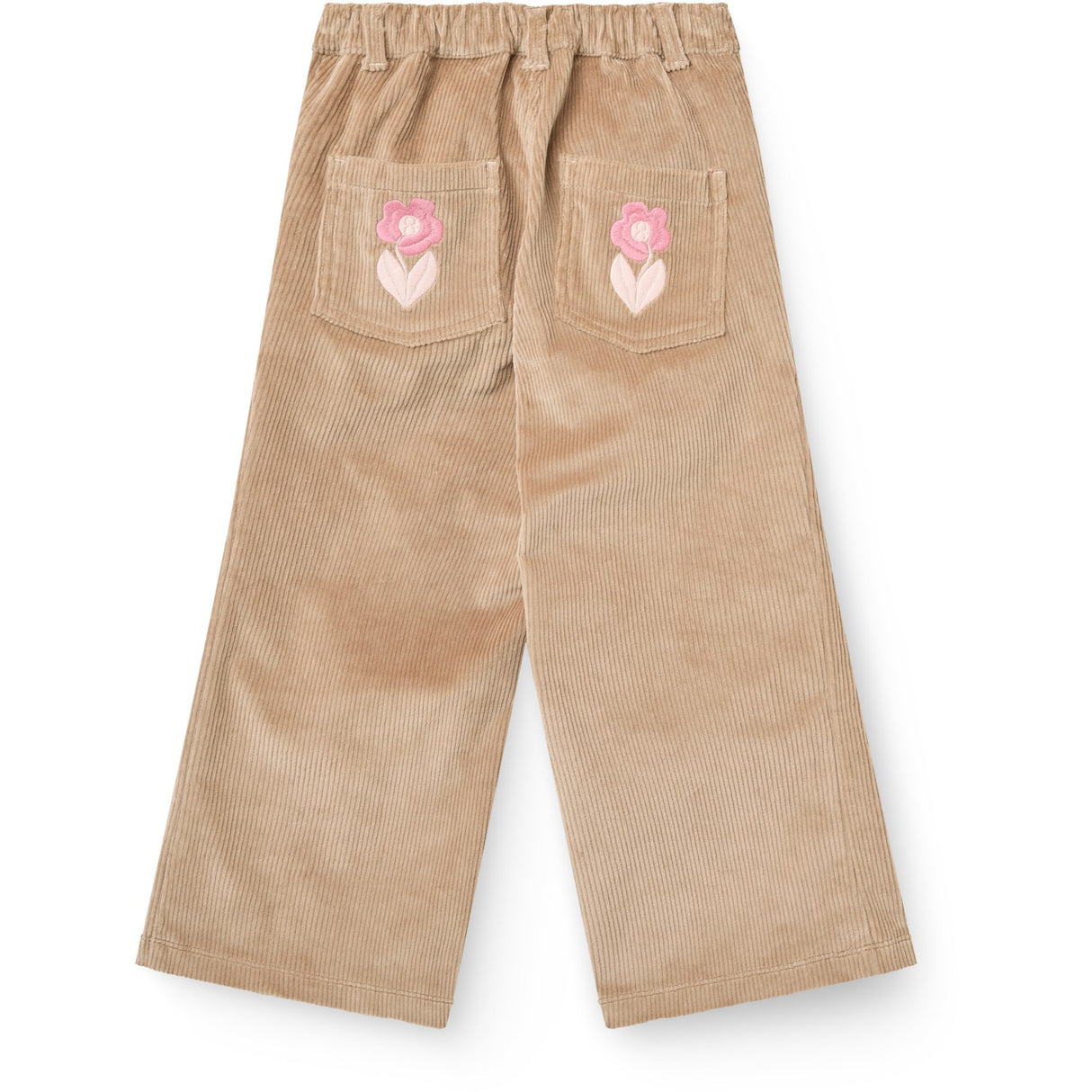 COPENHAGEN COLORS Beige Corduroy Pant M/ Wide Leg & Emb. On Backside Lomme