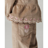 COPENHAGEN COLORS Beige Corduroy Pant M/ Wide Leg & Emb. On Backside Lomme