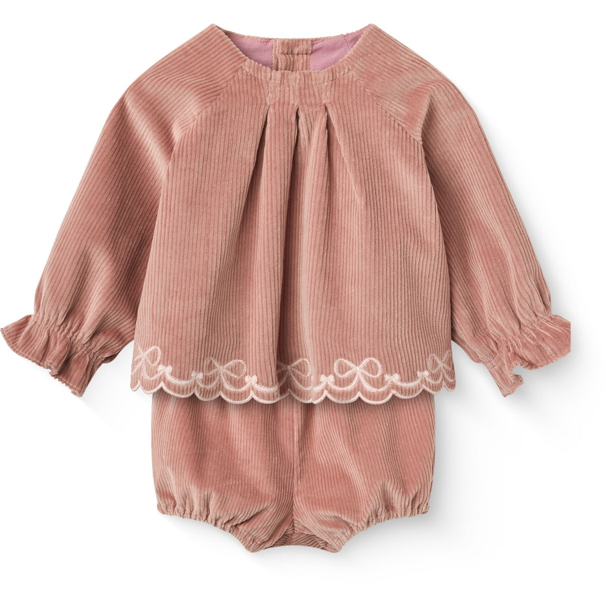 COPENHAGEN COLORS Winter Rose Corduroy Baby Sæt M/ Emb.