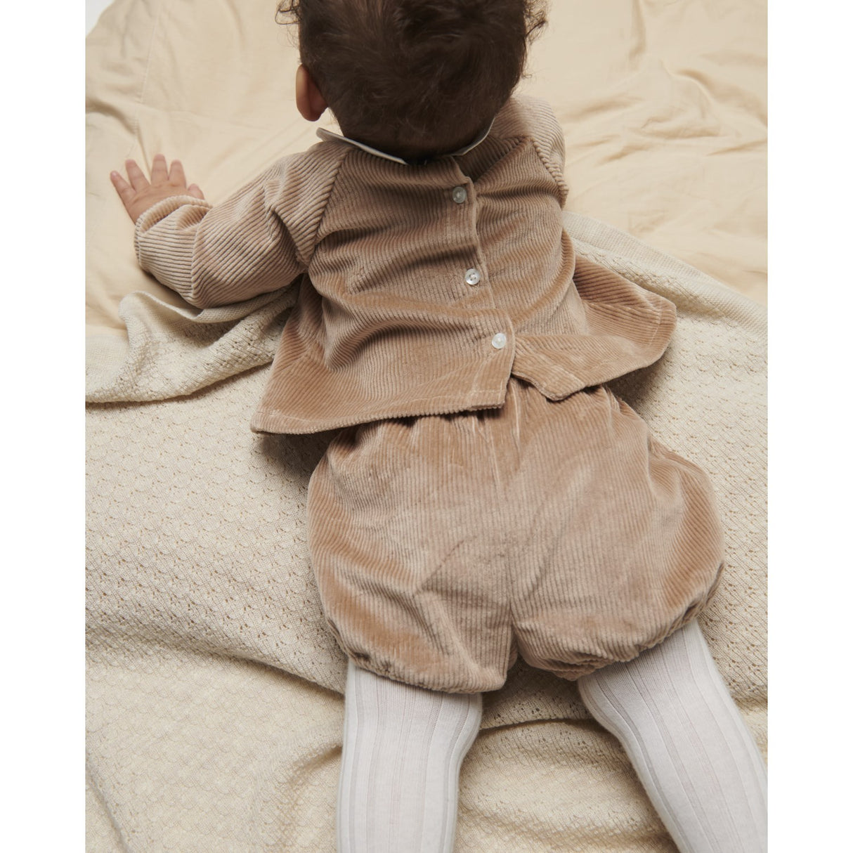 COPENHAGEN COLORS Beige Corduroy Baby Sæt M/ Krave