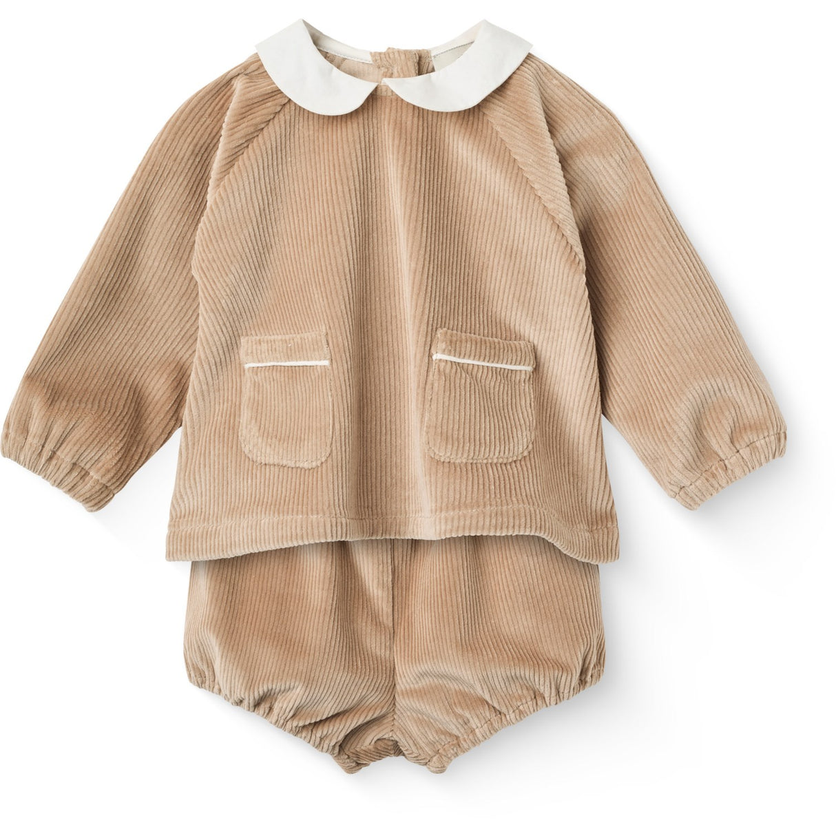 COPENHAGEN COLORS Beige Corduroy Baby Sæt M/ Krave