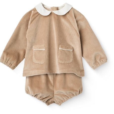 COPENHAGEN COLORS Beige Corduroy Baby Sæt M/ Krave