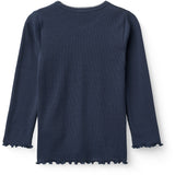 COPENHAGEN COLORS Navy Modal Rib Tee M/ Picot & Ls